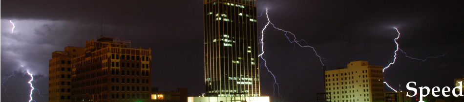A photo of downtown Amarillo during a thunderstorm
